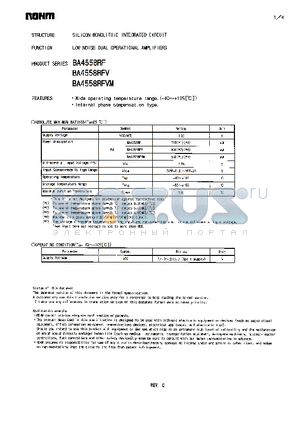 BA4558RF datasheet - LOW NOISE DUAL OPERATIONAL AMPLIFIERS