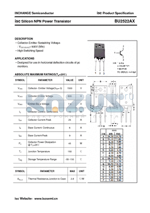 BU2522AX datasheet - isc Silicon NPN Power Transistor