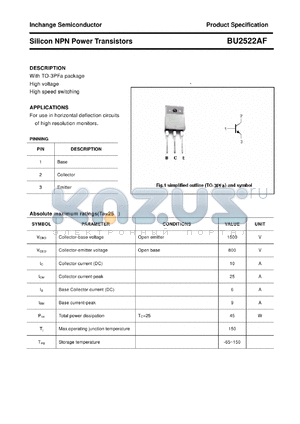 BU2522AF datasheet - Silicon NPN Power Transistors
