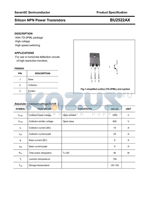 BU2522AX datasheet - Silicon NPN Power Transistors