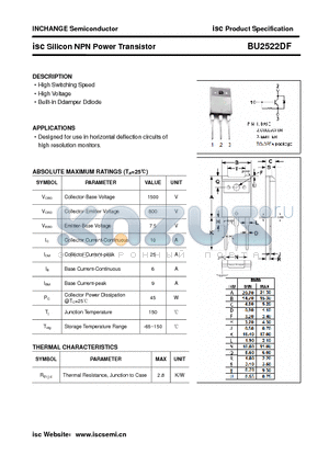 BU2522DF datasheet - isc Silicon NPN Power Transistor