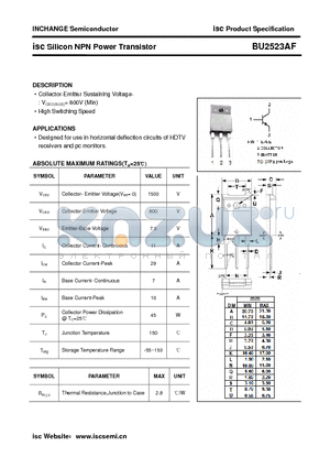 BU2523AF datasheet - isc Silicon NPN Power Transistor