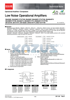 BA4560F-E2 datasheet - Low Noise Operational Amplifiers