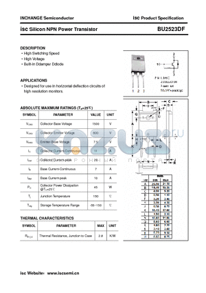 BU2523DF datasheet - isc Silicon NPN Power Transistor