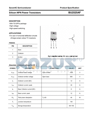 BU2525AF datasheet - Silicon NPN Power Transistors