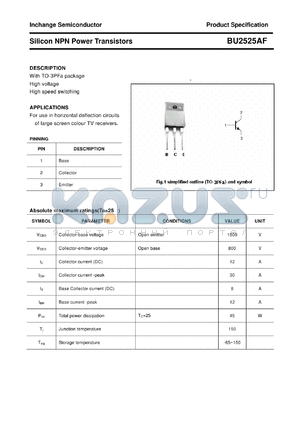 BU2525AF datasheet - Silicon NPN Power Transistors