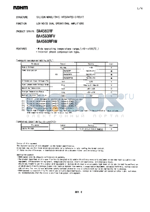 BA4560RFVM datasheet - LOW NOISE DUAL OPERATIONAL AMPLIFIERS