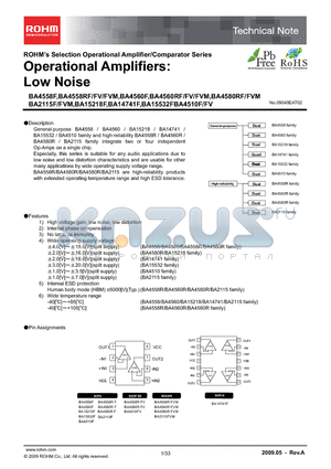 BA4560RFVM datasheet - Operational Amplifiers: Low Noise