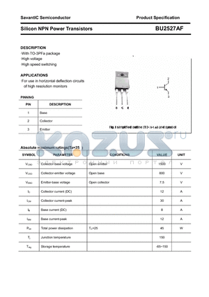 BU2527AF datasheet - Silicon NPN Power Transistors