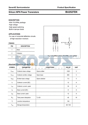 BU2527DX datasheet - Silicon NPN Power Transistors