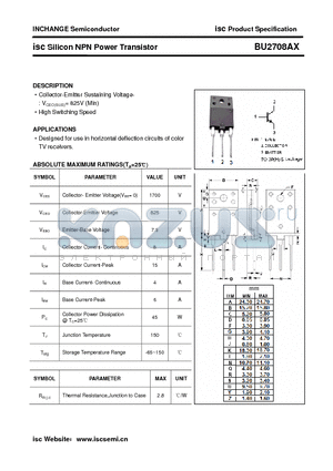 BU2708AX datasheet - isc Silicon NPN Power Transistor