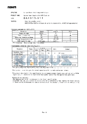 BA4915-V11 datasheet - System Power Supply with MUTE Function