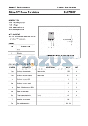 BU2708DF datasheet - Silicon NPN Power Transistors