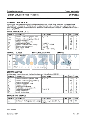 BU2708DX datasheet - Silicon Diffused Power Transistor