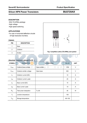 BU2720AX datasheet - Silicon NPN Power Transistors