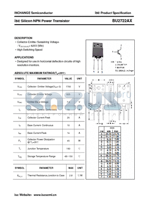BU2722AX datasheet - isc Silicon NPN Power Transistor