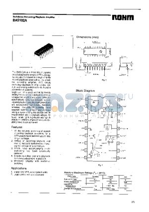 BA5102A datasheet - Switchless Recording/Playback Amplifier