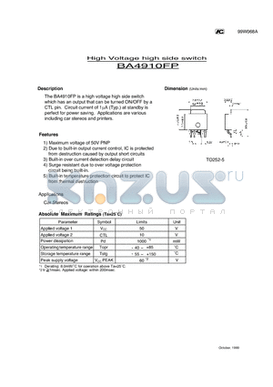 BA4910FP datasheet - High Voltage high side switch