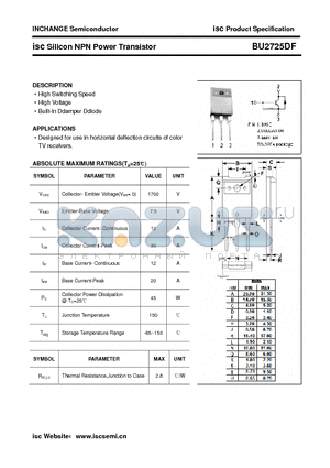 BU2725DF datasheet - isc Silicon NPN Power Transistor