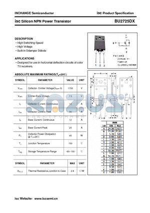 BU2725DX datasheet - isc Silicon NPN Power Transistor