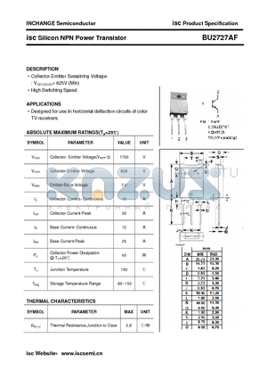 BU2727AF datasheet - isc Silicon NPN Power Transistor