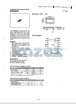 BA5208AF datasheet - 3V 400MW BTL POWER AMPLIFIER