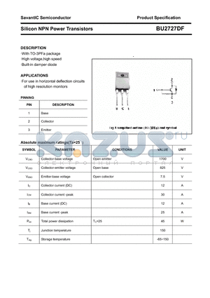 BU2727DF datasheet - Silicon NPN Power Transistors