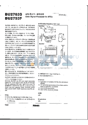BU2763F datasheet - Color Signal Processor for APCs