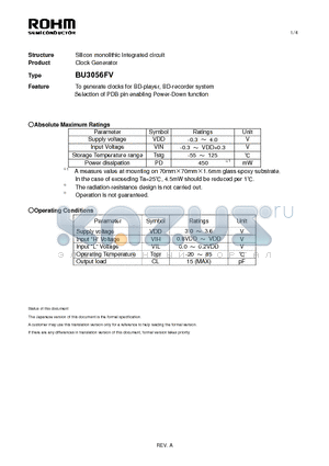 BU3056FV datasheet - Silicon monolithic Integrated circuit