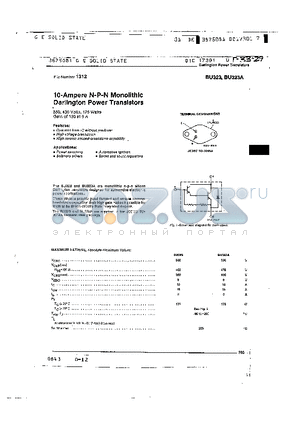 BU323A datasheet - 10-Ampere N-P-N Monolithic Darlington Power Transistors