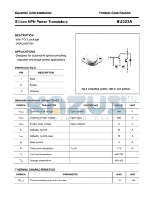 BU323A datasheet - Silicon NPN Power Transistors