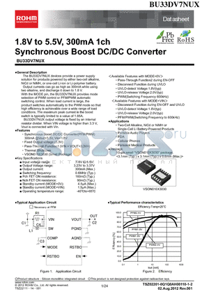 BU33DV7NUX datasheet - 1.8V to 5.5V, 300mA 1ch Synchronous Boost DC/DC Converter