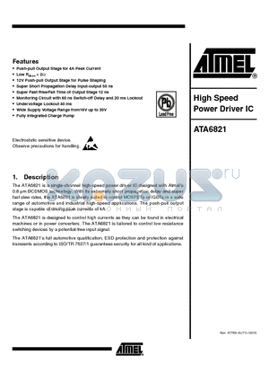 ATA6821 datasheet - High Speed Power Driver IC