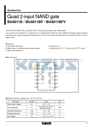 BU4011 datasheet - Quad 2-input NAND gate