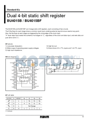 BU4015B datasheet - Dual 4-bit static shift register