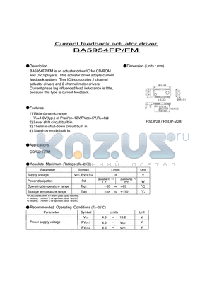 BA5954FP datasheet - Current feedback actuator driver