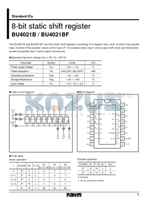 BU4021B datasheet - 8-bit static shift register