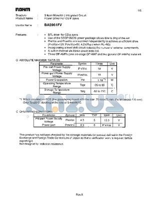 BA5961FV_1 datasheet - Power Driver For CD Players