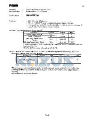 BA5962FVM_1 datasheet - Power Driver For CD Players