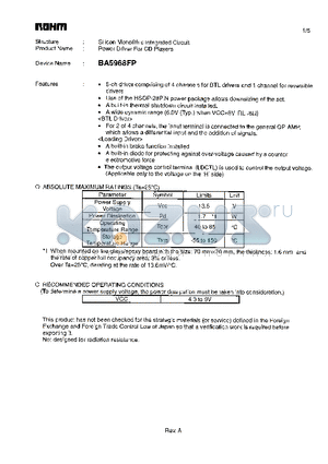 BA5968FP datasheet - Power Driver For CD Players