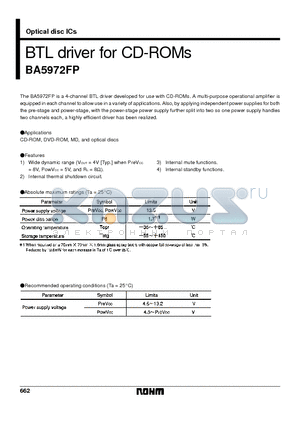 BA5972FP datasheet - BTL driver for CD-ROMs