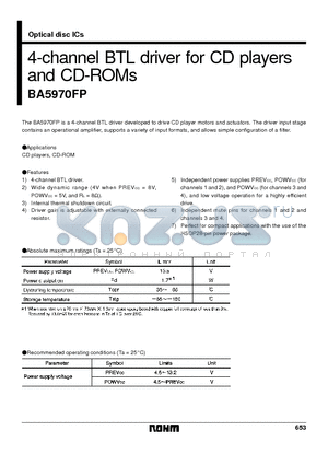 BA5970FP datasheet - 4-channel BTL driver for CD players and CD-ROMs