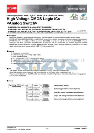 BU4051BC datasheet - High Voltage CMOS Logic ICs <Analog Switch>