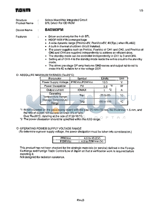 BA5983FM datasheet - BTL Driver For CD-ROM