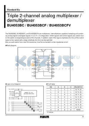 BU4053BC datasheet - Triple 2-channel analog multiplexer / demultiplexer