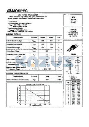 BU406 datasheet - POWER TRANSISTORS(7A,150-200V,60W)