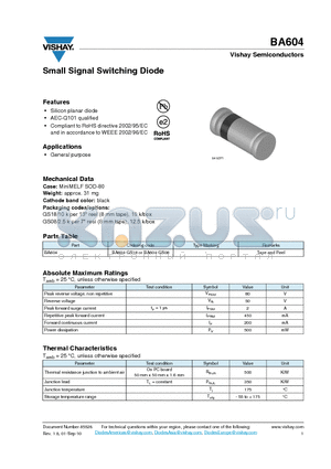 BA604 datasheet - Small Signal Switching Diode