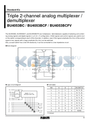 BU4053BCF datasheet - Triple 2-channel analog multiplexer / demultiplexer