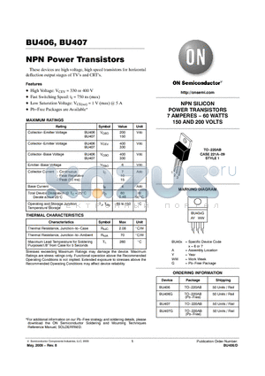 BU406 datasheet - NPN Power Transistors