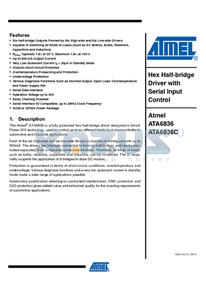 ATA6836_10 datasheet - Hex Half-bridge Driver with Serial Input Control